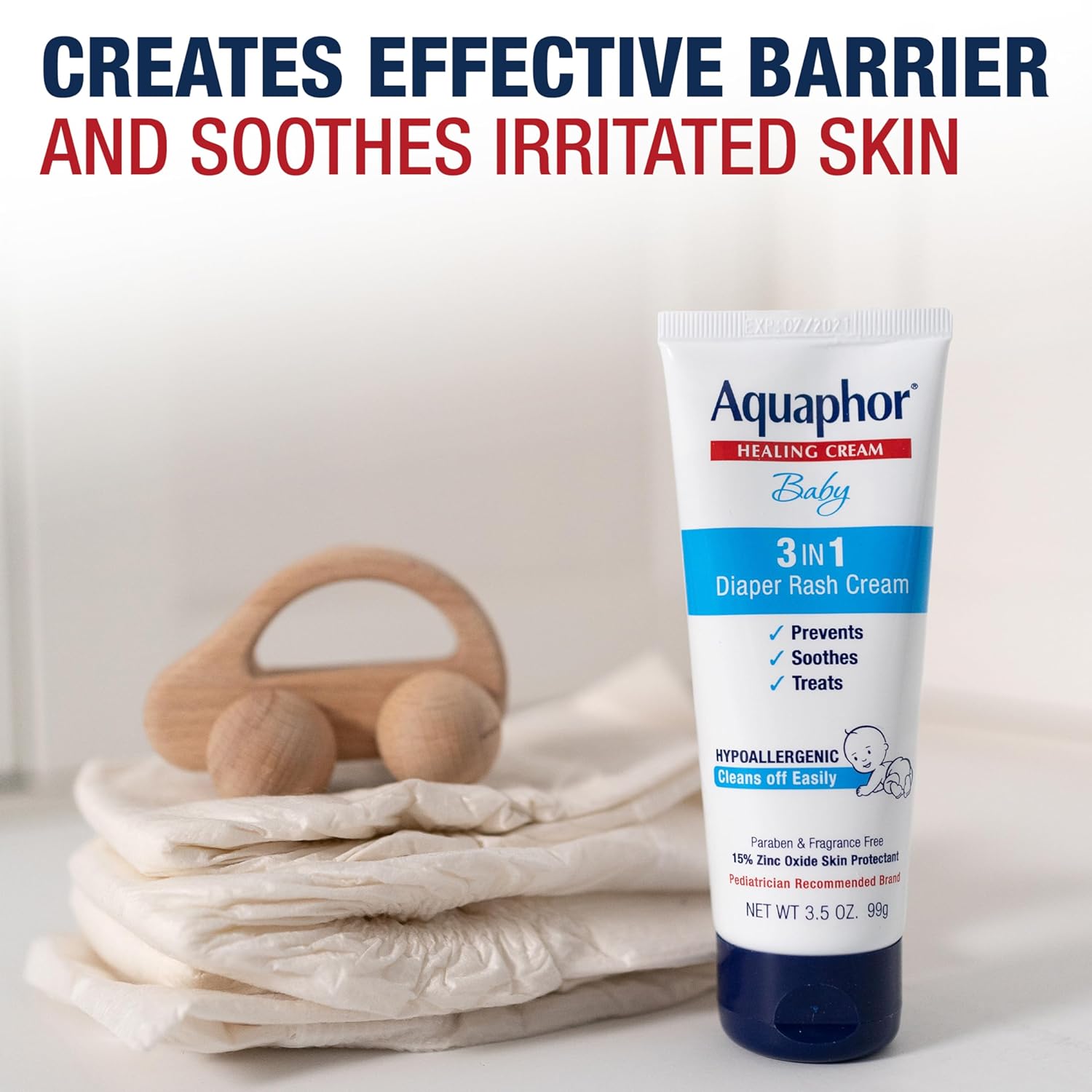 Aquaphor Baby Diaper Rash Cream, 3-in-1 Diaper Rash Relief, 3.5 Oz Tube, (Pack of 3) - 4