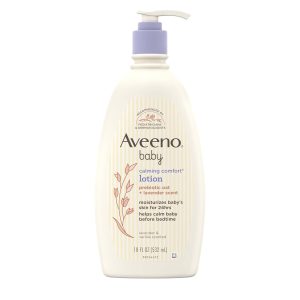 Aveeno Baby Calming Comfort Moisturizing Body Lotion with Relaxing Lavender & Vanilla Scents, Non-Greasy Baby Lotion, Nourishing Prebiotic Oatmeal, Paraben- & Phthalate-Free, 18 fl. oz - 1