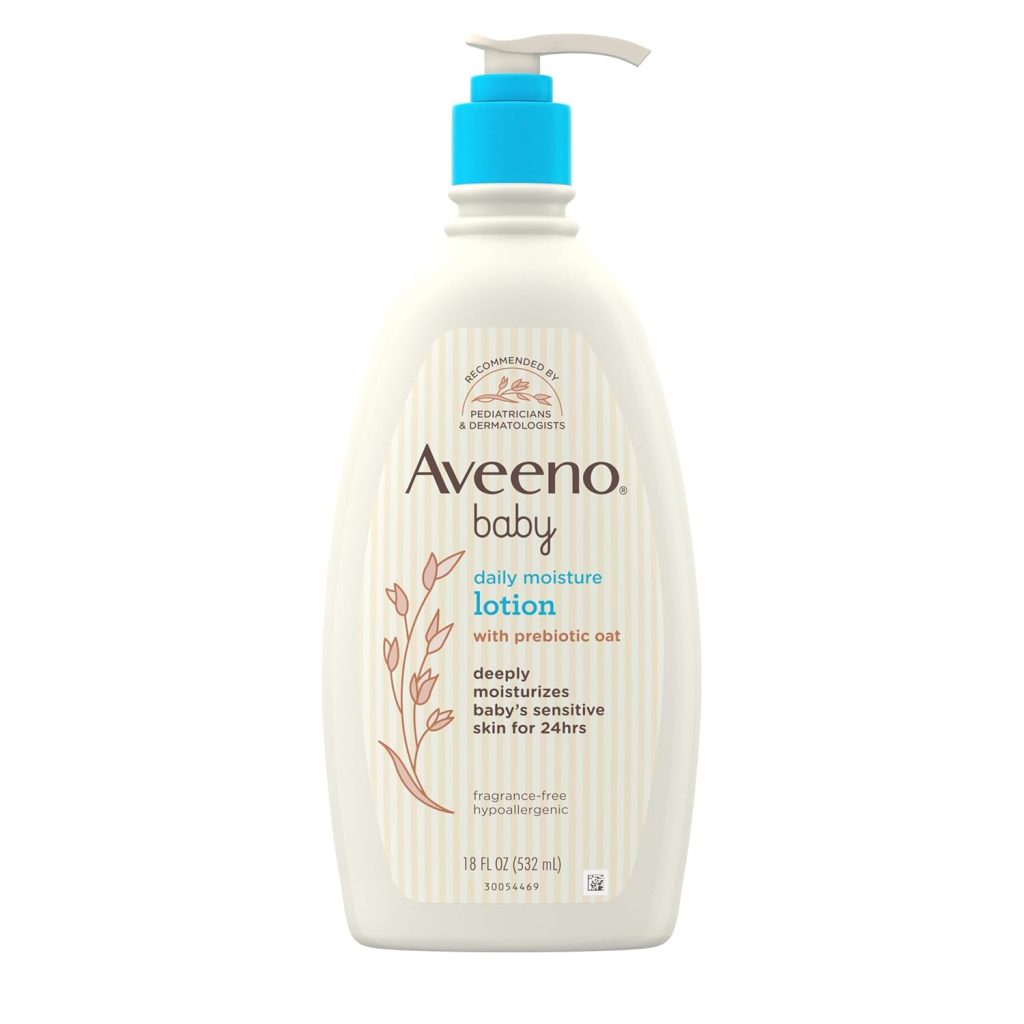 Aveeno Baby Daily Moisture Body Lotion for Sensitive Skin, Hypoallergenic Moisturizing Baby Lotion with Nourishing Oatmeal to Deeply Moisturize Baby's Skin, Fragrance-Free, 18 fl. oz - 1