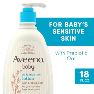 Aveeno Baby Daily Moisture Body Lotion for Sensitive Skin, Hypoallergenic Moisturizing Baby Lotion with Nourishing Oatmeal to Deeply Moisturize Baby's Skin, Fragrance-Free, 18 fl. oz - 2