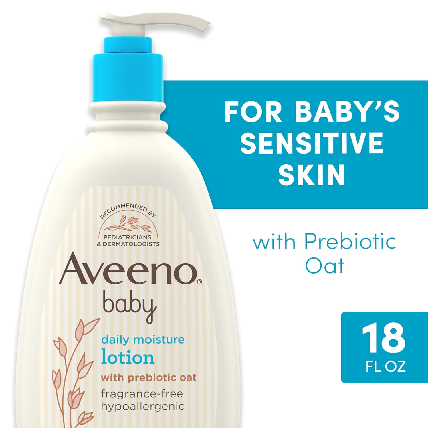 Aveeno Baby Daily Moisture Body Lotion for Sensitive Skin, Hypoallergenic Moisturizing Baby Lotion with Nourishing Oatmeal to Deeply Moisturize Baby's Skin, Fragrance-Free, 18 fl. oz - 2