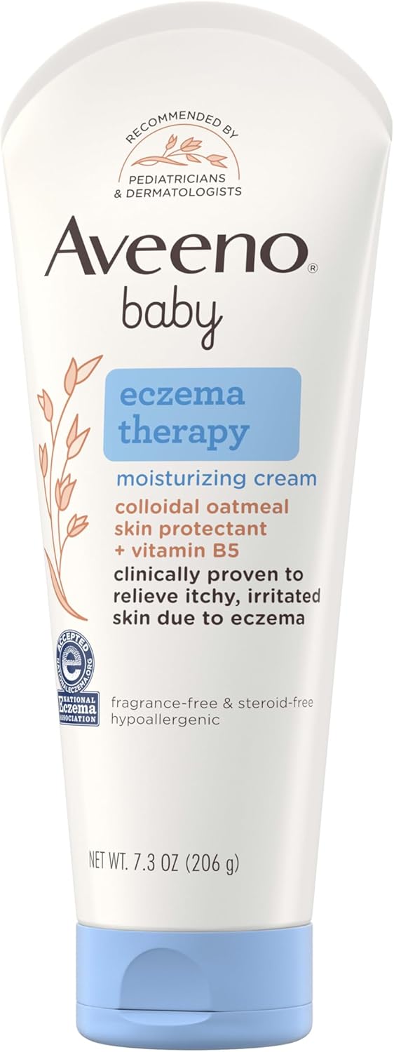 Aveeno Baby Eczema Therapy Moisturizing Cream, Natural Colloidal Oatmeal & Vitamin B5, Baby Cream for Dry, Itchy, Irritated Skin, Paraben & Steroid-Free, 7.3 oz - 1