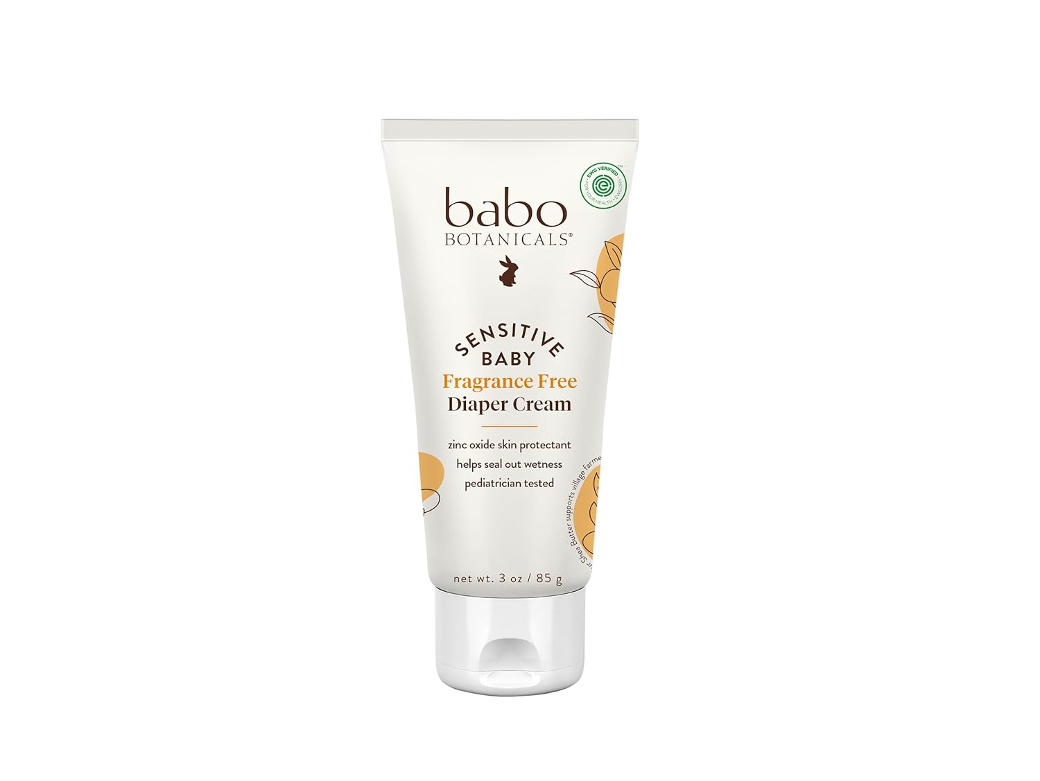 Babo Botanicals Sensitive Baby Fragrance-Free Diaper Cream - 25% Natural Zinc Oxide - Calendula, Shea & Cocoa Butter - EWG Verified - Vegan - 1