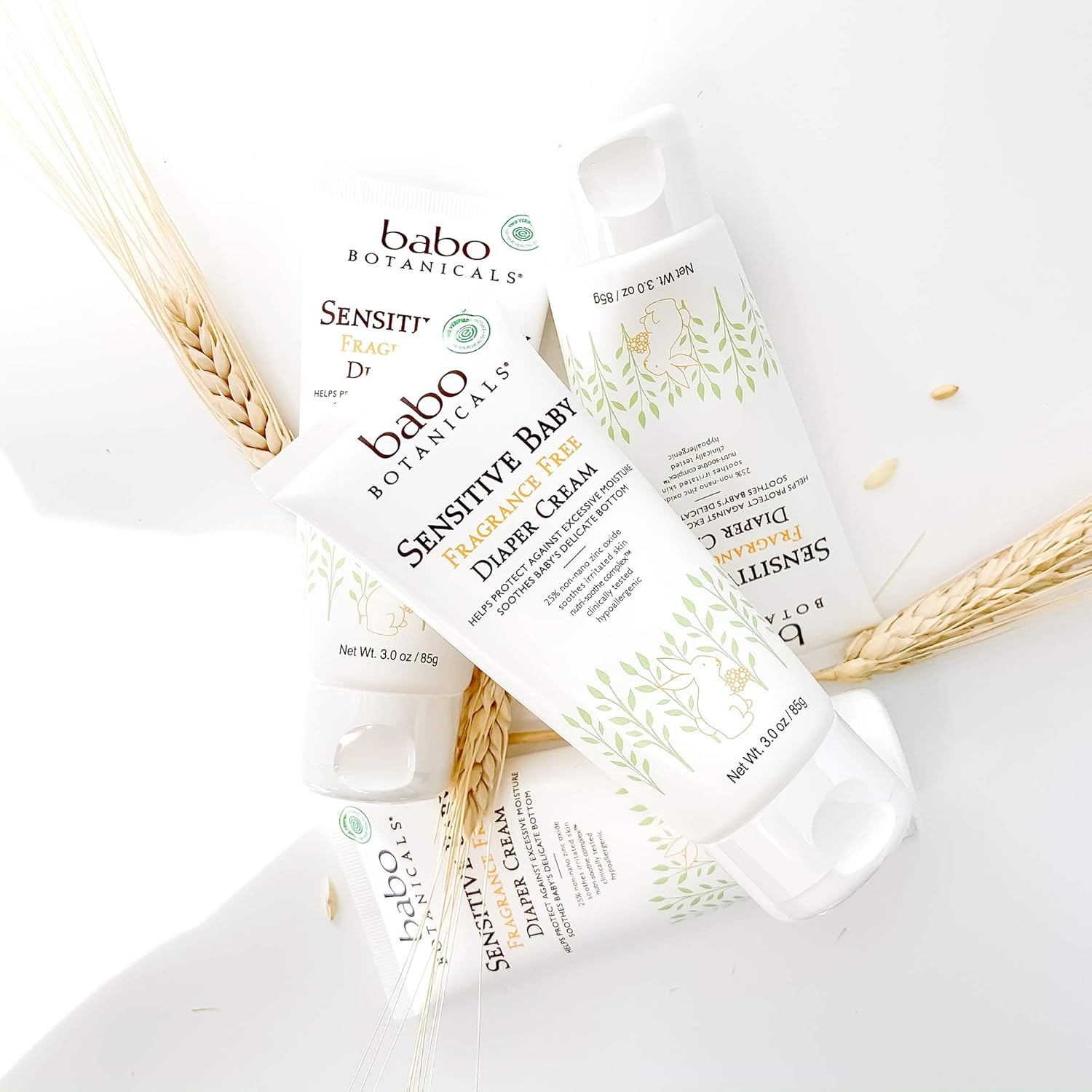 Babo Botanicals Sensitive Baby Fragrance-Free Diaper Cream - 25% Natural Zinc Oxide - Calendula, Shea & Cocoa Butter - EWG Verified - Vegan - 11