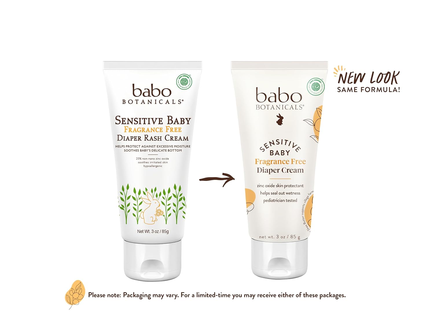 Babo Botanicals Sensitive Baby Fragrance-Free Diaper Cream - 25% Natural Zinc Oxide - Calendula, Shea & Cocoa Butter - EWG Verified - Vegan - 2