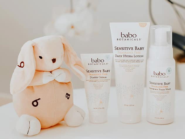 Babo Botanicals Sensitive Baby Fragrance-Free Diaper Cream - 25% Natural Zinc Oxide - Calendula, Shea & Cocoa Butter - EWG Verified - Vegan - 9