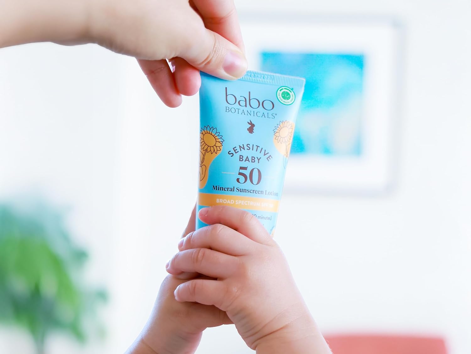 Babo Botanicals Sensitive Baby Mineral Sunscreen Lotion SPF50 - Natural Zinc Oxide - Face & Body - Fragrance-Free - Water-Resistant - EWG Verified - Vegan - Extra Sensitive Skin - For Babies & Kids - 10