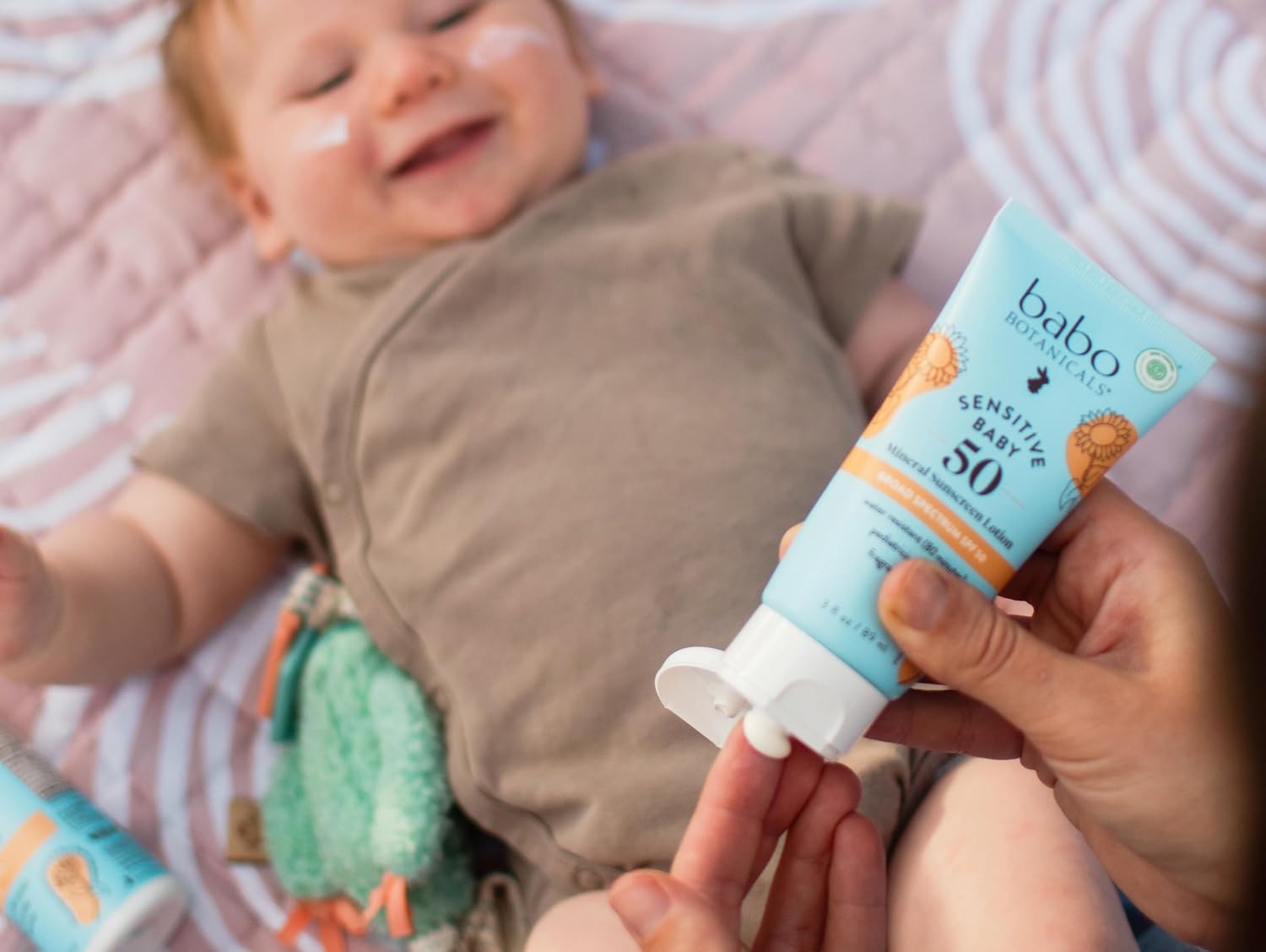 Babo Botanicals Sensitive Baby Mineral Sunscreen Lotion SPF50 - Natural Zinc Oxide - Face & Body - Fragrance-Free - Water-Resistant - EWG Verified - Vegan - Extra Sensitive Skin - For Babies & Kids - 9