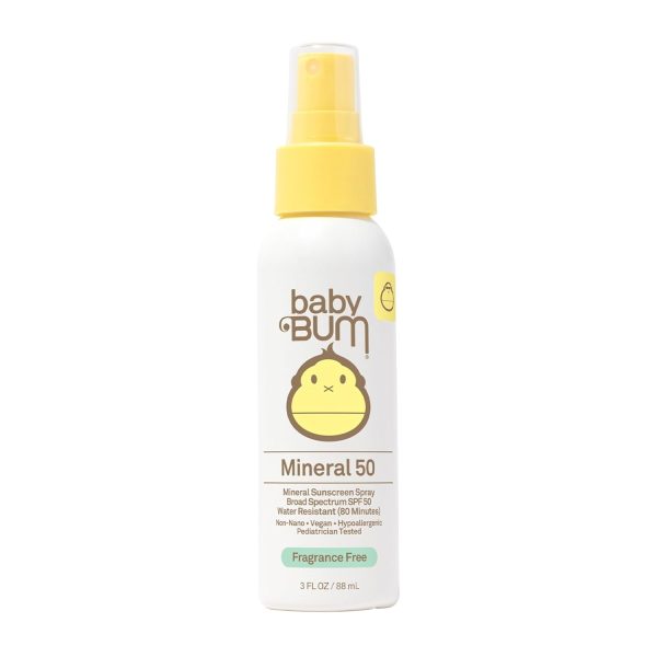 Baby Bum SPF 50 Sunscreen Spray - Mineral UVA-UVB Face and Body Protection for Sensitive Skin - Fragrance Free - Travel Size - 3 FL OZ - 1