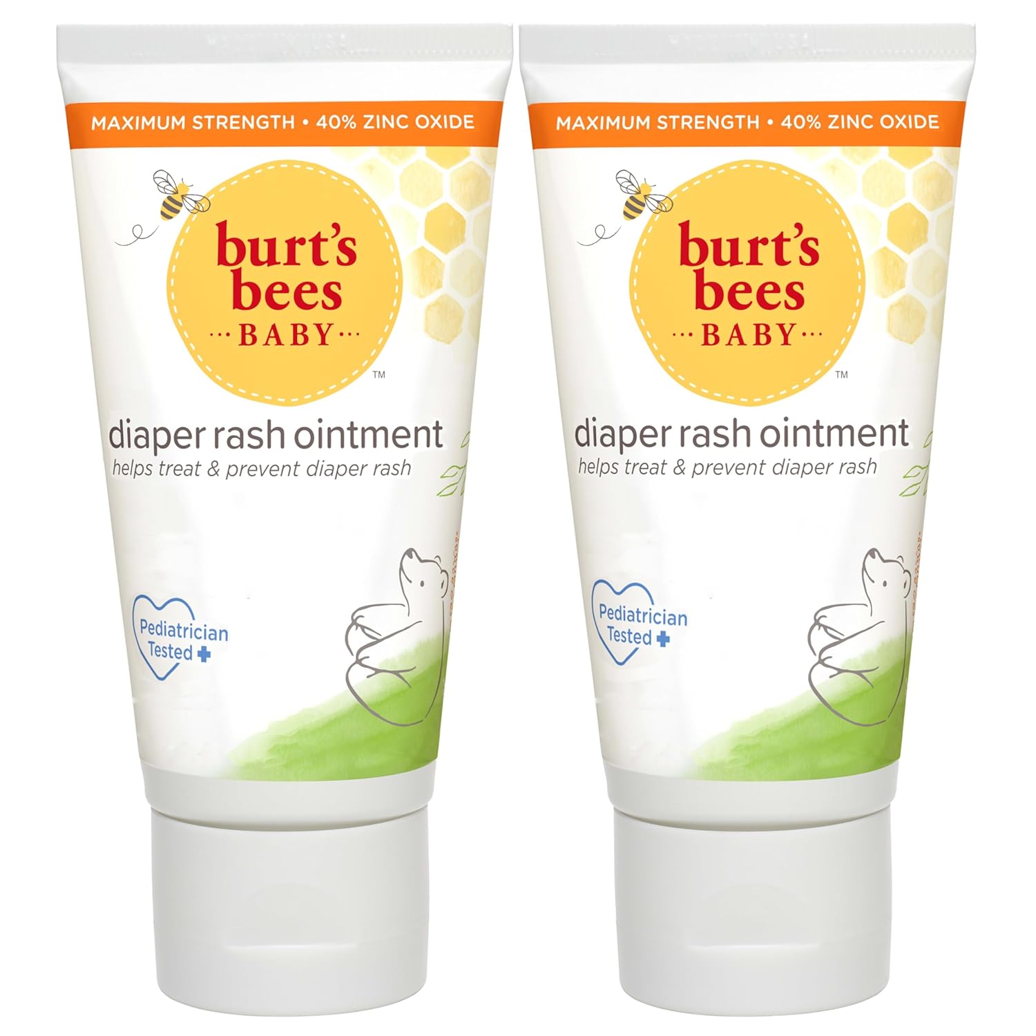 Burt's Bees Baby Diaper Rash Ointment, Maximum Strength, 40% Zinc Oxide, 100% Natural Origin, Pediatrician Tested, Net Weight 3 Ounces , Pack of 2 - 1