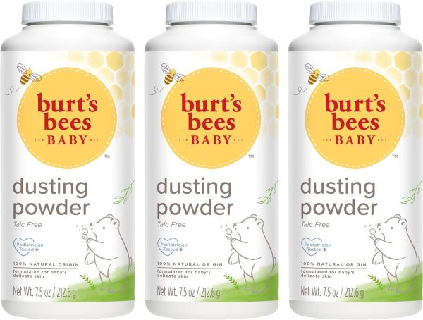 Burt's Bees Baby Dusting Powder, 100% Natural Origin, Talc-Free, Pediatrician Tested, 7.5 Ounces, Pack of 3, Pack May Vary - 1