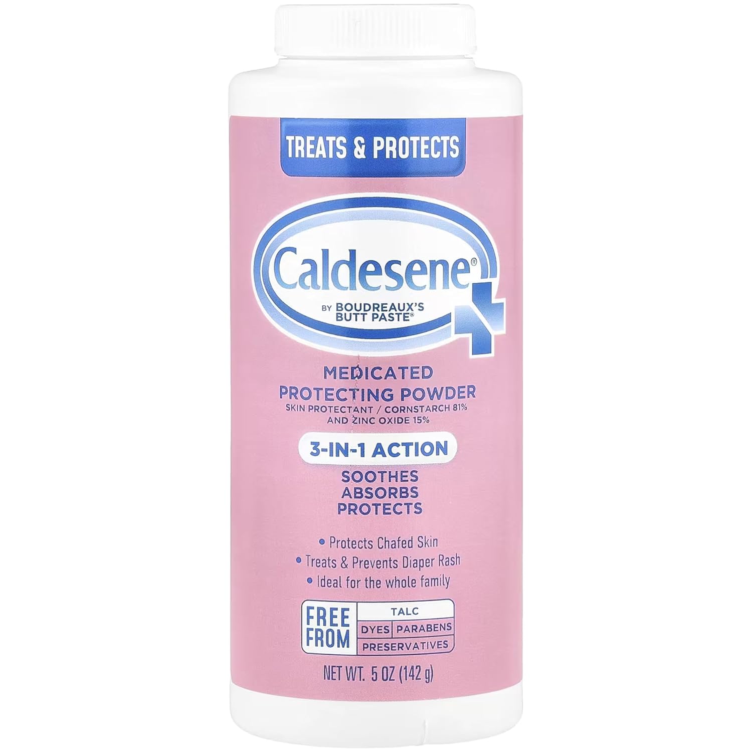 Caldesene Medicated Protecting Powder with Zinc Oxide & Cornstarch-Talc Free, 5 Ounce (3 Pack) - 1