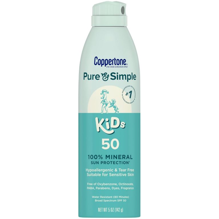 Coppertone Pure and Simple Kids Spray Sunscreen, SPF 50 Broad Spectrum Sunscreen for Kids, 5 Oz