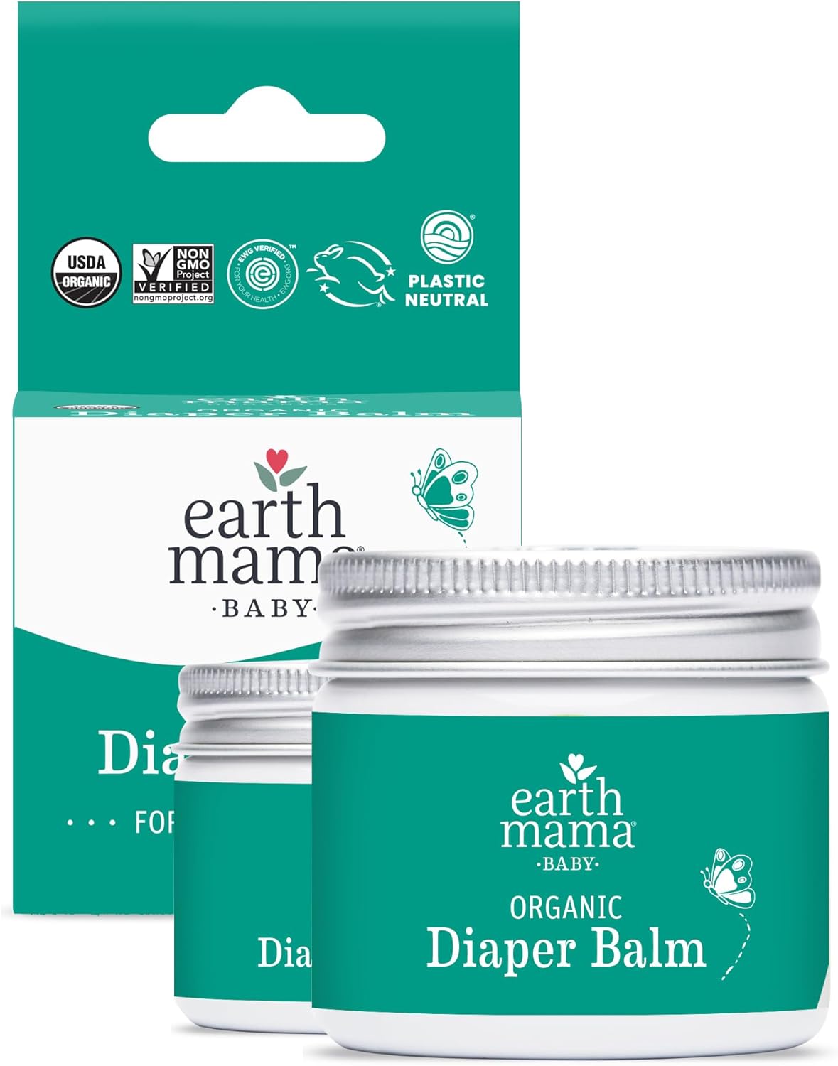 Earth Mama Organic Diaper Balm 2-Ounce - Diaper Cream for Baby - EWG Verified, Petroleum & Artificial Fragrance-Free with Calendula for Sensitive Skin - 1