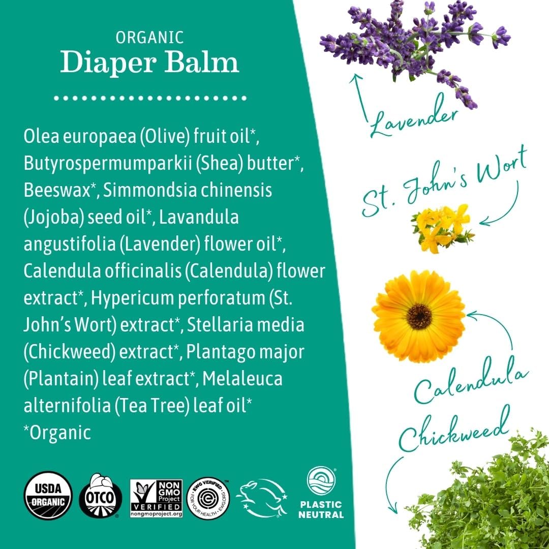 Earth Mama Organic Diaper Balm 2-Ounce - Diaper Cream for Baby - EWG Verified, Petroleum & Artificial Fragrance-Free with Calendula for Sensitive Skin - 6