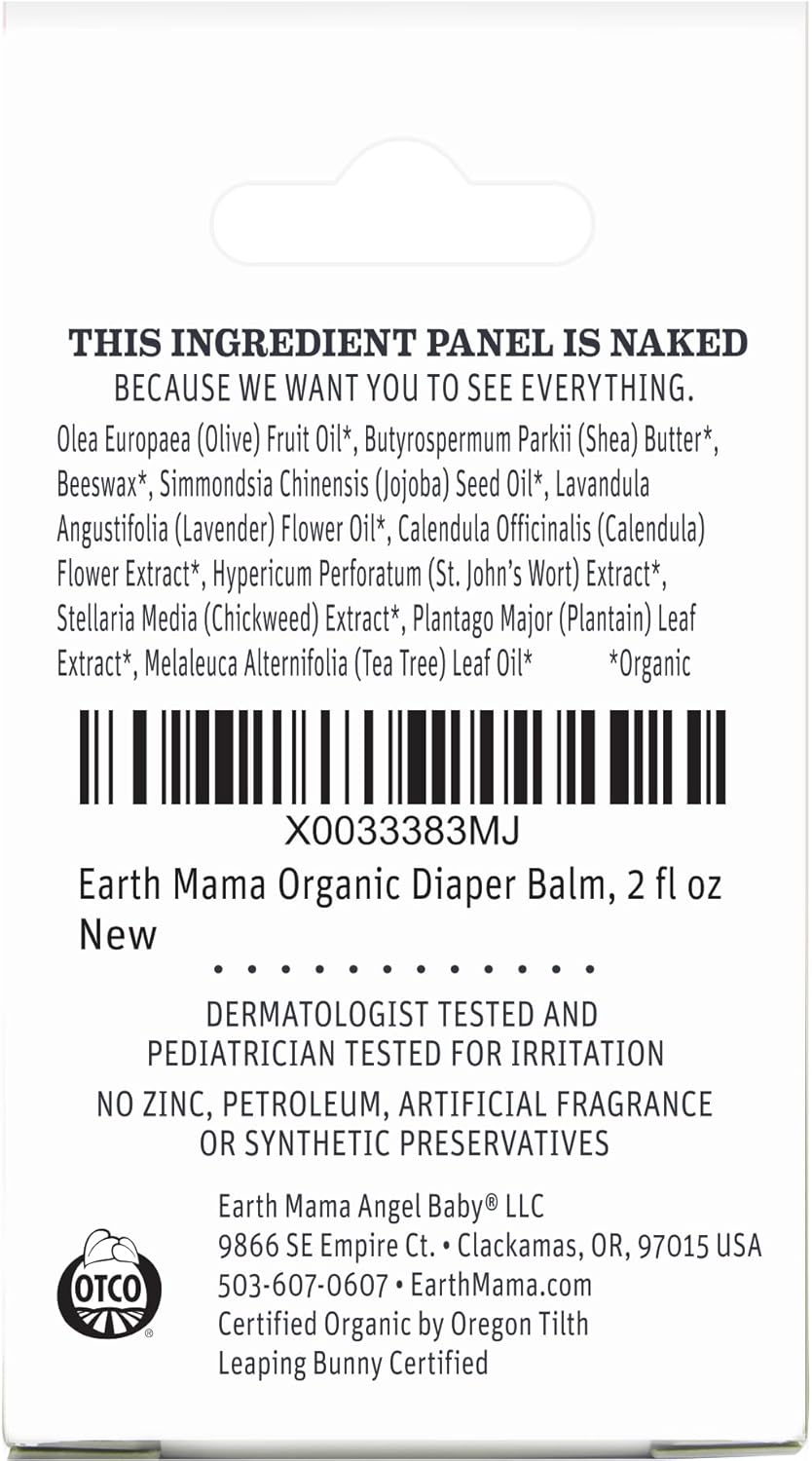 Earth Mama Organic Diaper Balm 2-Ounce - Diaper Cream for Baby - EWG Verified, Petroleum & Artificial Fragrance-Free with Calendula for Sensitive Skin - 9