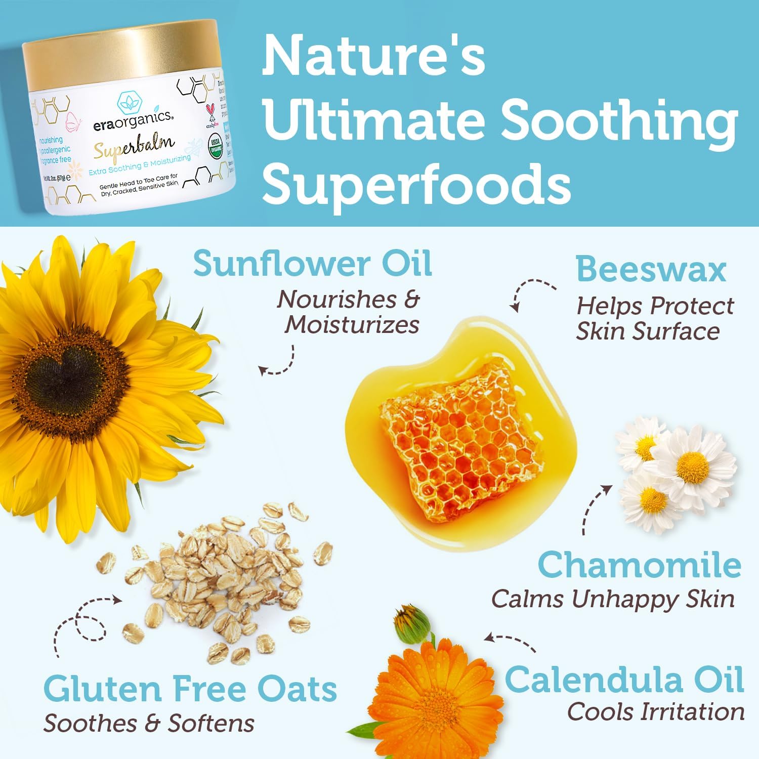 Era Organics Healing Ointment for Babies - USDA Certified Organic Natural Moisturizer Gentle on Sensitive Skin Prone To Baby Eczema, Cradle Cap, Rashes, Hives and More - 2