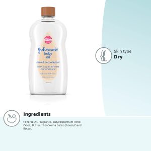 Johnson's Baby Oil, Mineral Oil Enriched with Shea & Cocoa Butter to Prevent Moisture Loss, Hypoallergenic, 20 fl. oz - 10