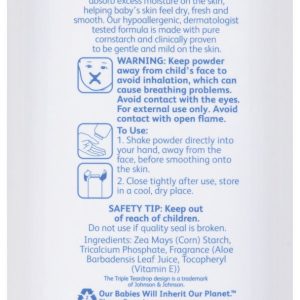Johnson's Baby Powder with Naturally Derived Cornstarch, Aloe & Vitamin E for Delicate Skin, Hypoallergenic, Free of Parabens, Phthalates & Dyes for Gentle Baby Skin Care, 22 oz, 3 Pack - 3