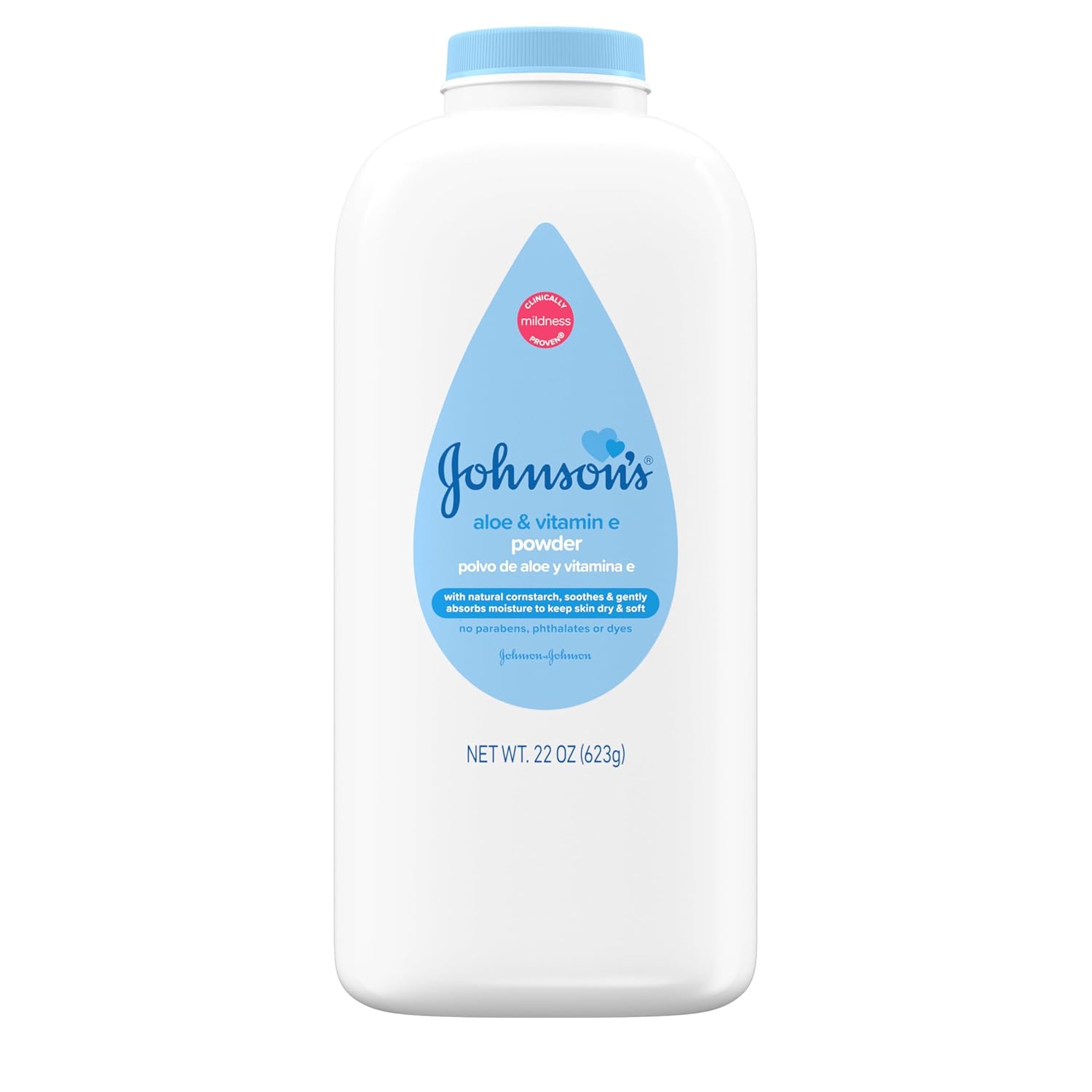 Johnson's Baby Powder with Naturally Derived Cornstarch, Aloe & Vitamin E for Delicate Skin, Hypoallergenic, Free of Parabens, Phthalates & Dyes for Gentle Baby Skin Care, 22 oz, 3 Pack - 9