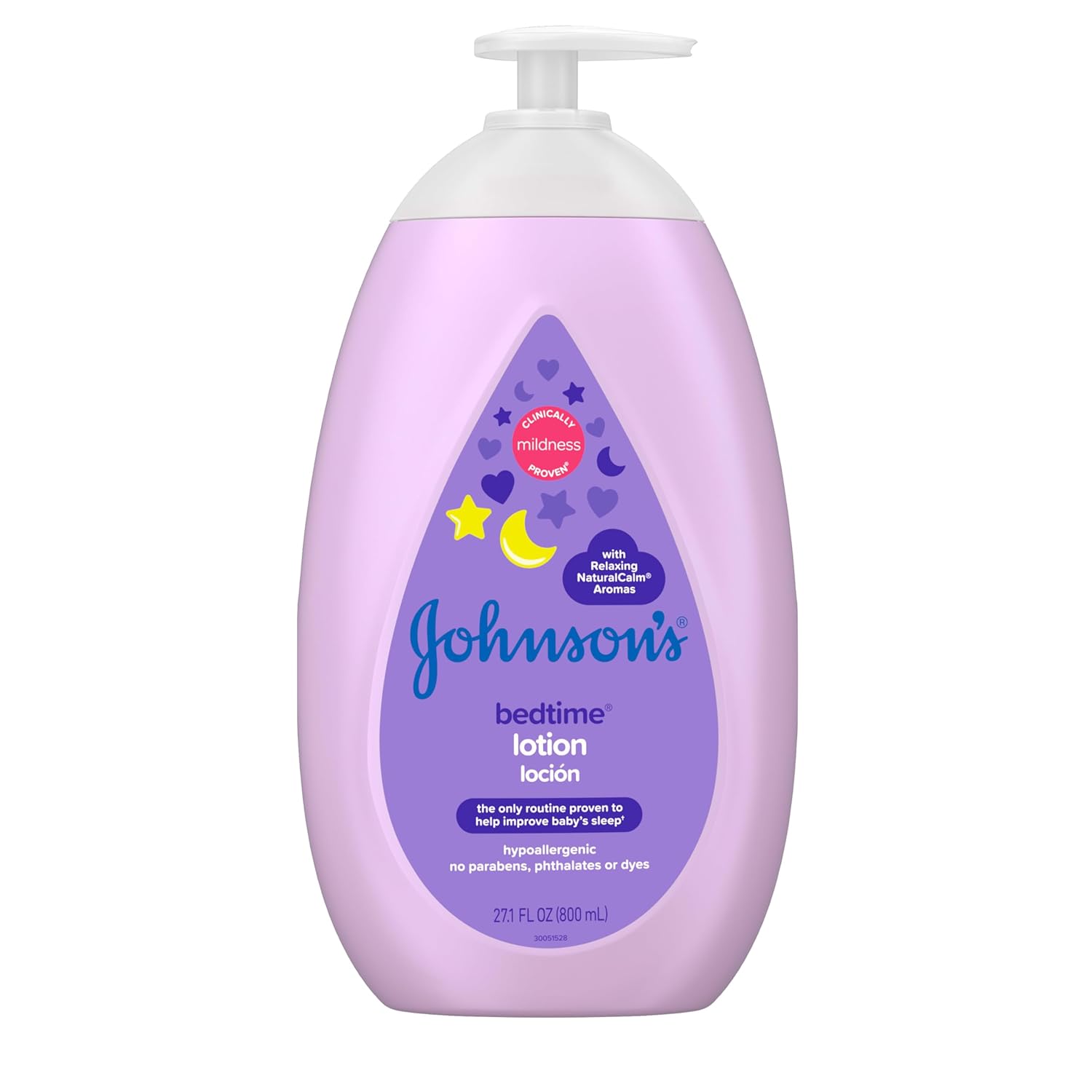Johnson's Moisturizing Bedtime Baby Lotion with Coconut Oil & NaturalCalm Aromas to Help Relax Baby, Hypoallergenic & Free of Parabens, Phthalates & Dyes, Mild Baby Skin Care, 27.1 fl. oz - 1