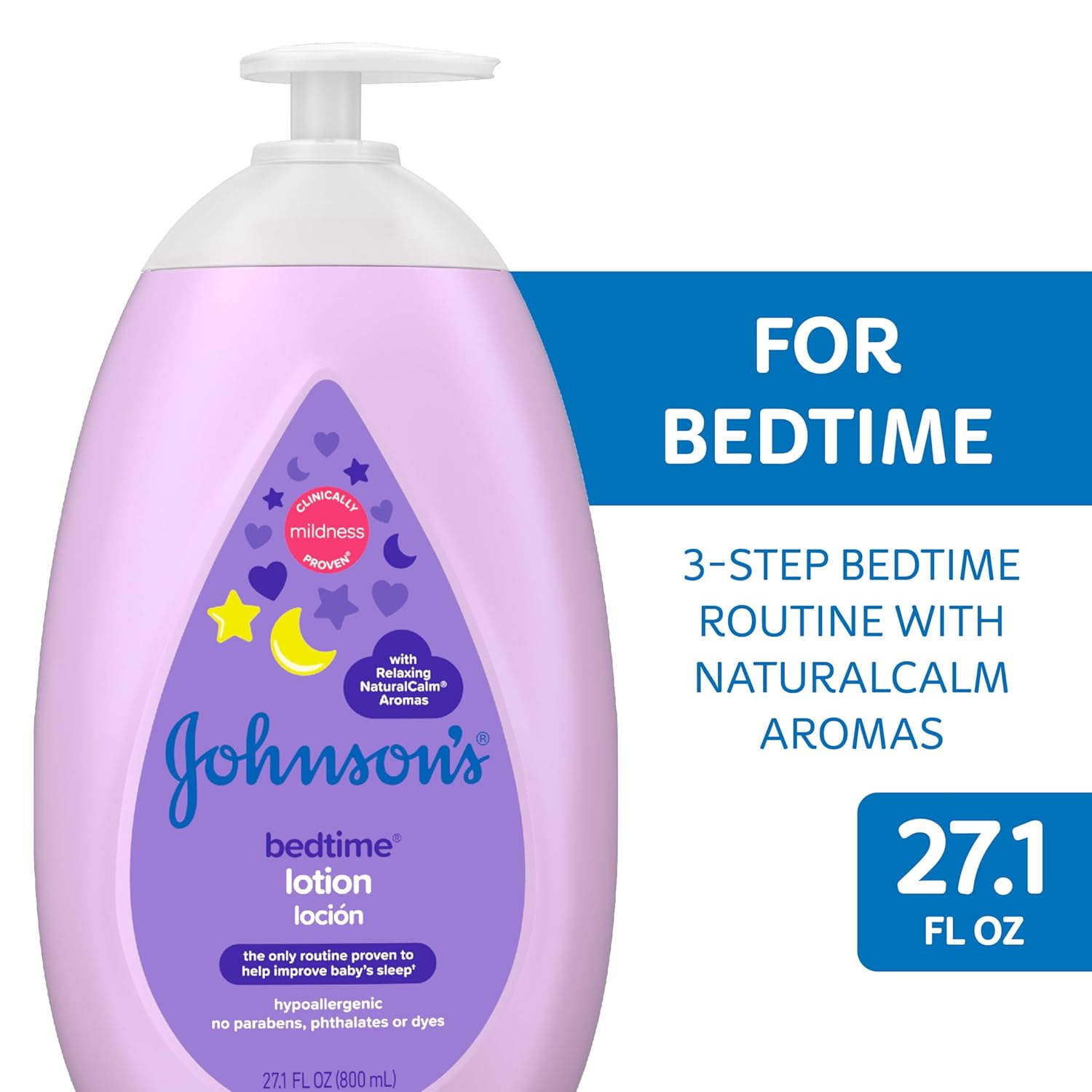 Johnson's Moisturizing Bedtime Baby Lotion with Coconut Oil & NaturalCalm Aromas to Help Relax Baby, Hypoallergenic & Free of Parabens, Phthalates & Dyes, Mild Baby Skin Care, 27.1 fl. oz - 2