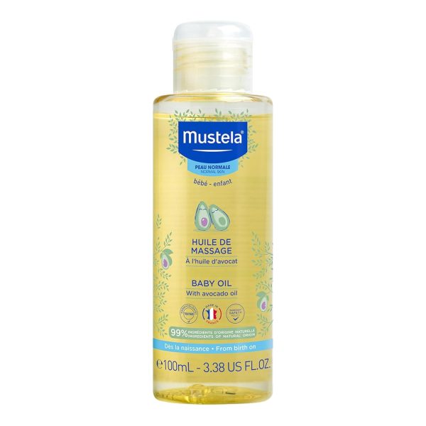 Mustela Baby Oil - Moisturizing Oil for Massage - with Natural Avocado, Pomegranate & Sunflower Oil - 3.38 fl. Oz - 1