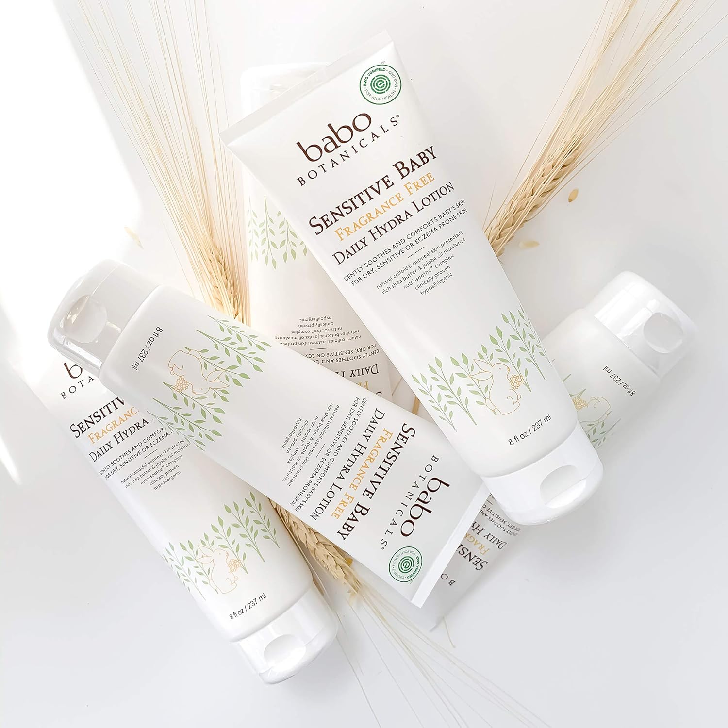 BABO Botanicals Sensitive Baby Fragrance-Free Daily Hydrating Baby Lotion - Shea Butter & Jojoba Oil - for Body & face - for Babies, Kids & Adults with Sensitive Skin - EWG Verified - Vegan - 10