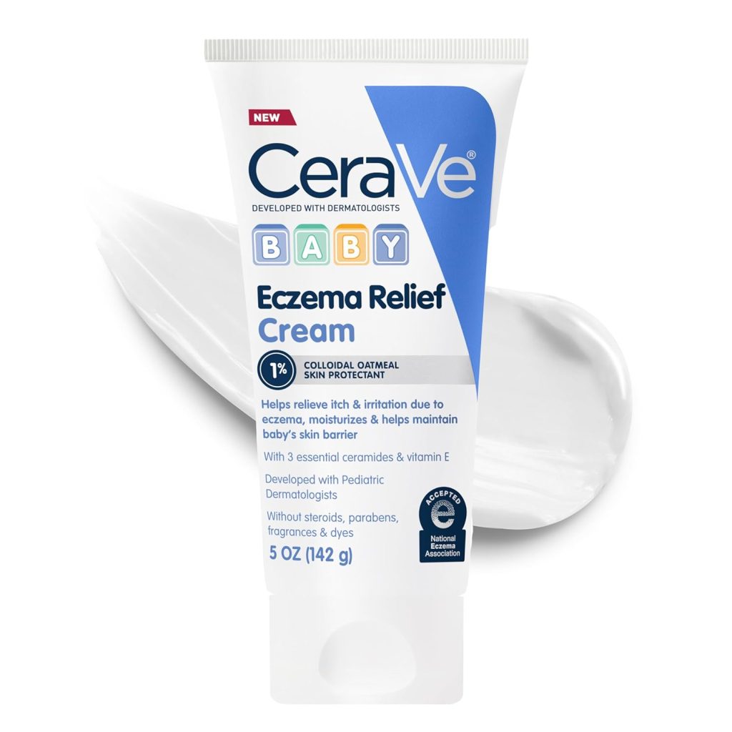 CeraVe Baby Eczema Relief Cream, 1% Colloidal Oatmeal Cream With Vitamin E & Ceramides, Soothes & Calms Itchy Skin, Developed With Pediatric Dermatologist, Fragrance Free, 5oz - 1