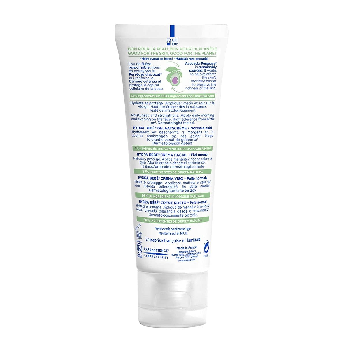 Mustela Hydra Bebe Face Cream – Daily Baby Moisturizer with Natural Avocado, Jojoba Oil & Shea Butter - 1.35 fl. oz. - Packaging may vary - 3