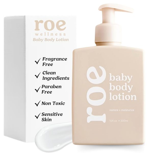 Roe Wellness- Baby Lotion Moisturizer Fragrance-Free - Great For Sensitive Skin Lightweight Moisturizing Lotion - For Babies, Infants, Kids and More - 1