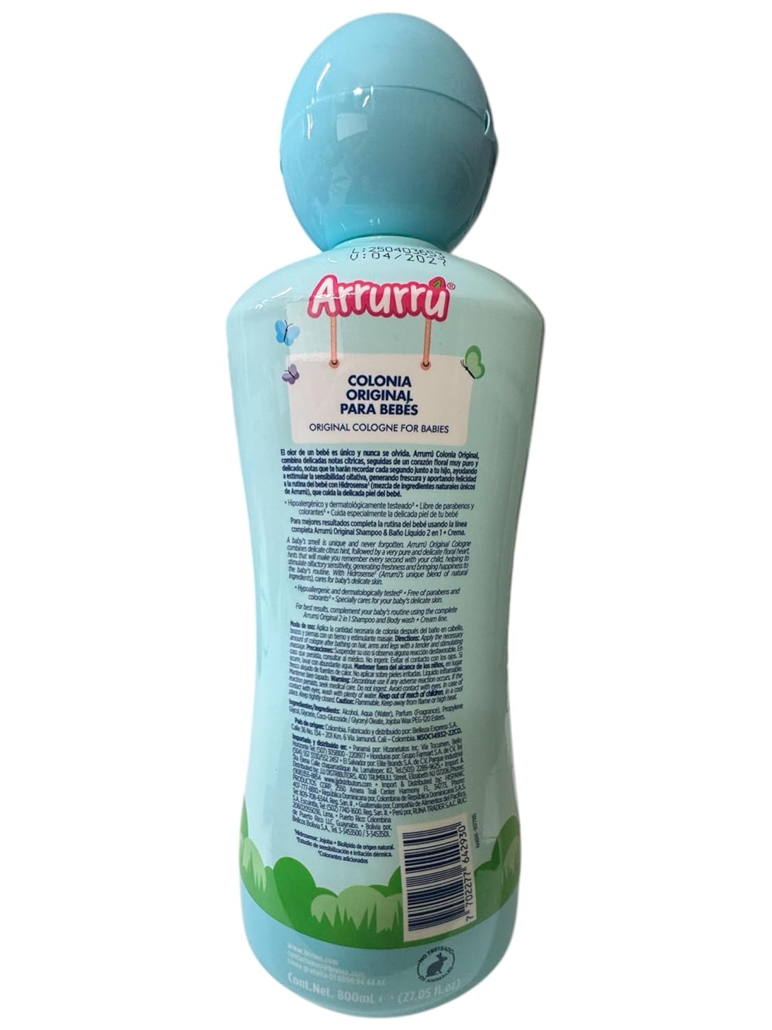 Arrurru naturals Colonia Original Azul 27.5 fl.oz (800 ml) - 2