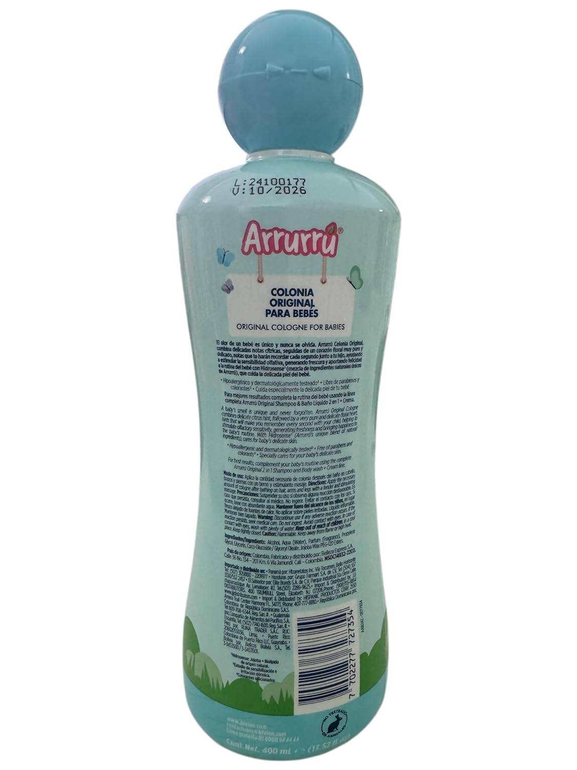Arrurru naturals Colonia Original Azul 27.5 fl.oz (800 ml) - 3