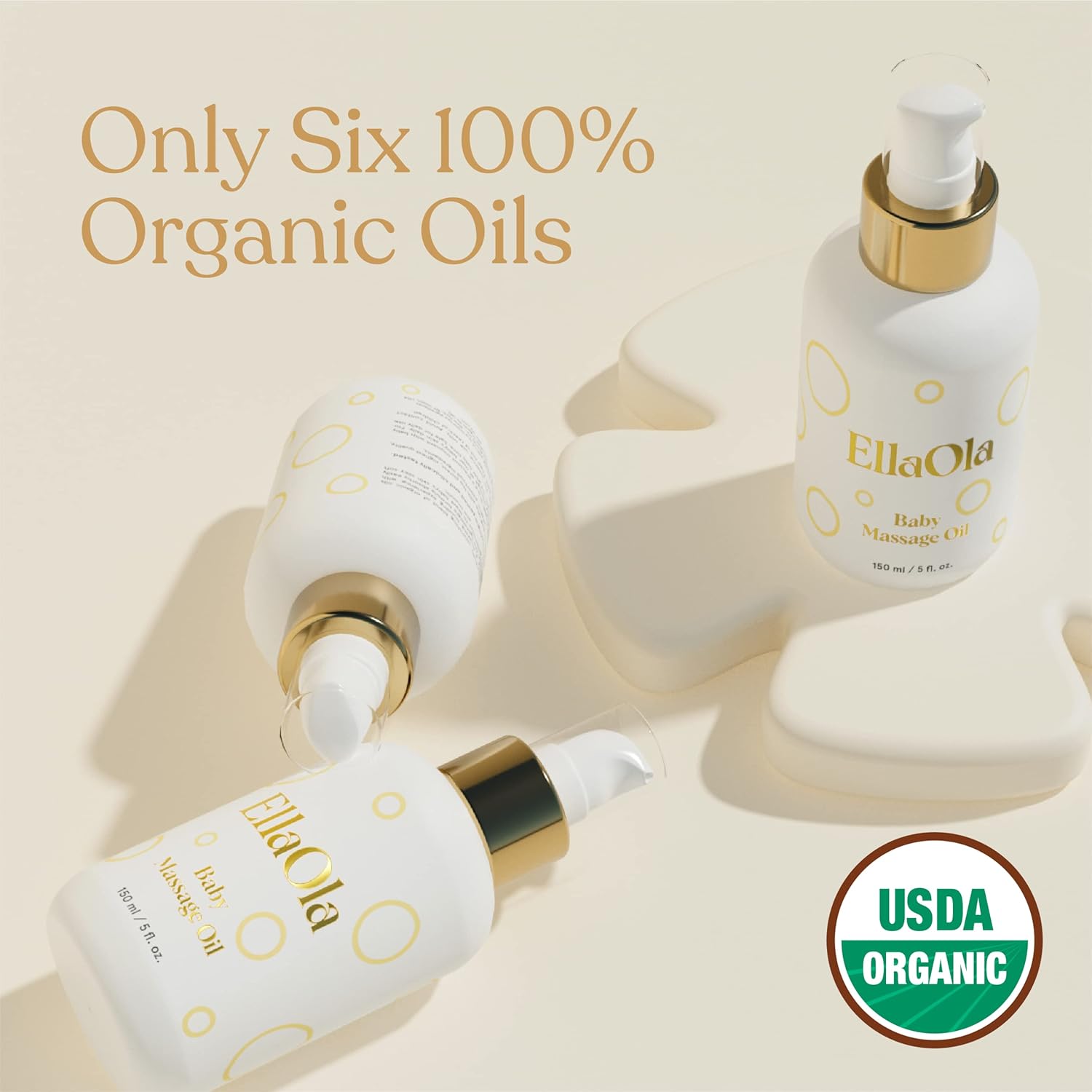 ELLAOLA Organic Moisturizing Baby Massage Oil - Non Greasy Formula Made With Natural Jojoba, Sunflower, and Argan Oil to Hydrate Skin and Protect Against Cradle Cap - 5 fl. oz. - 3