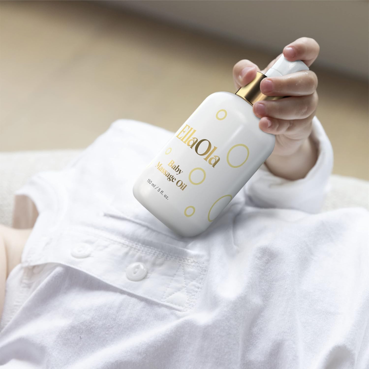 ELLAOLA Organic Moisturizing Baby Massage Oil - Non Greasy Formula Made With Natural Jojoba, Sunflower, and Argan Oil to Hydrate Skin and Protect Against Cradle Cap - 5 fl. oz. - 5