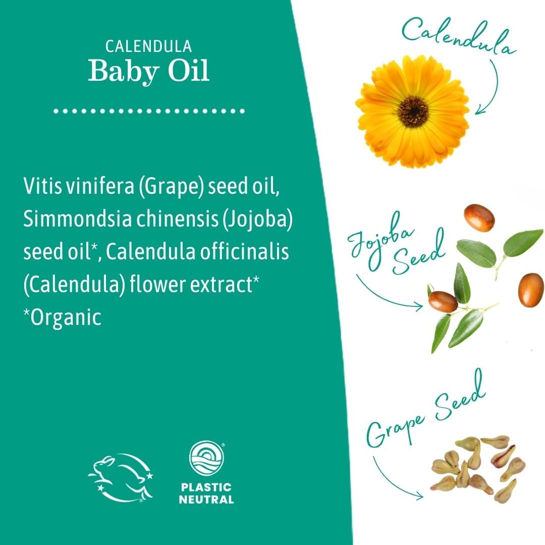 Earth Mama Calendula Baby Oil - Massage Oil for Newborn Skin Care, Dry Skin & Scalp Moisturizer, Fragrance Free, 4-Fluid Ounce - 6