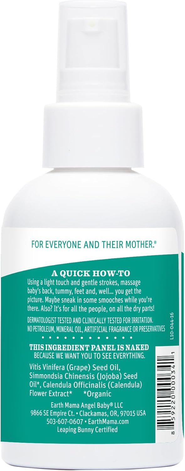 Earth Mama Calendula Baby Oil - Massage Oil for Newborn Skin Care, Dry Skin & Scalp Moisturizer, Fragrance Free, 4-Fluid Ounce - 9