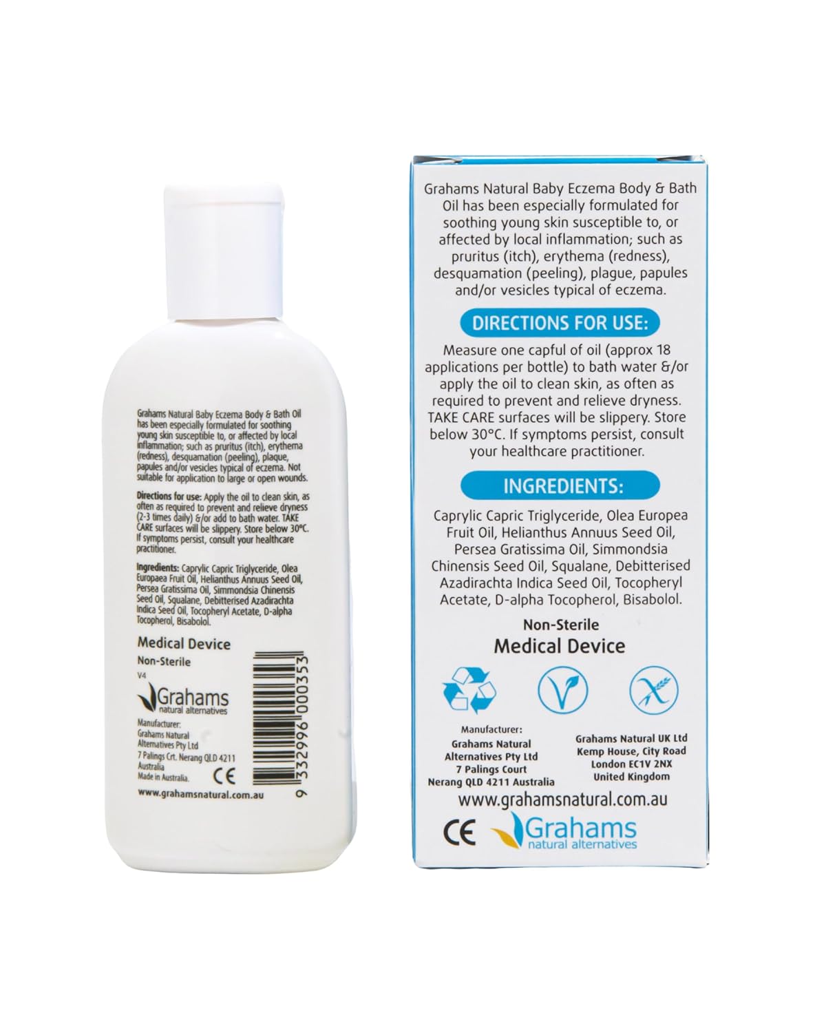 Grahams Natural Baby Eczema Body and Bath Oil - Treat Eczema & Cradle Cap, Relief for Itchy, Dry Skin - Clinically Proven Formula - For Ages 0+ Months to 12 Years (1 x 100ml) - 7