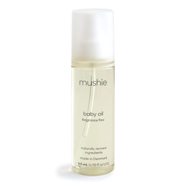 mushie Organic Baby Oil - Hypoallergenic, Lightweight to Prevent Moisture Loss - Certified COSMOS ORGANIC - Made in Denmark, 4.9 fl oz (145 mL) - 1