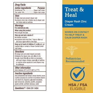 A+D Treat + Heal Zinc Oxide Diaper Rash Cream 16 oz Jar - Soothes & Treats Diaper Rash - Zinc Oxide 10% Dimethicone 1% - Easy Spreading Cream for Baby - Fast Acting - 2