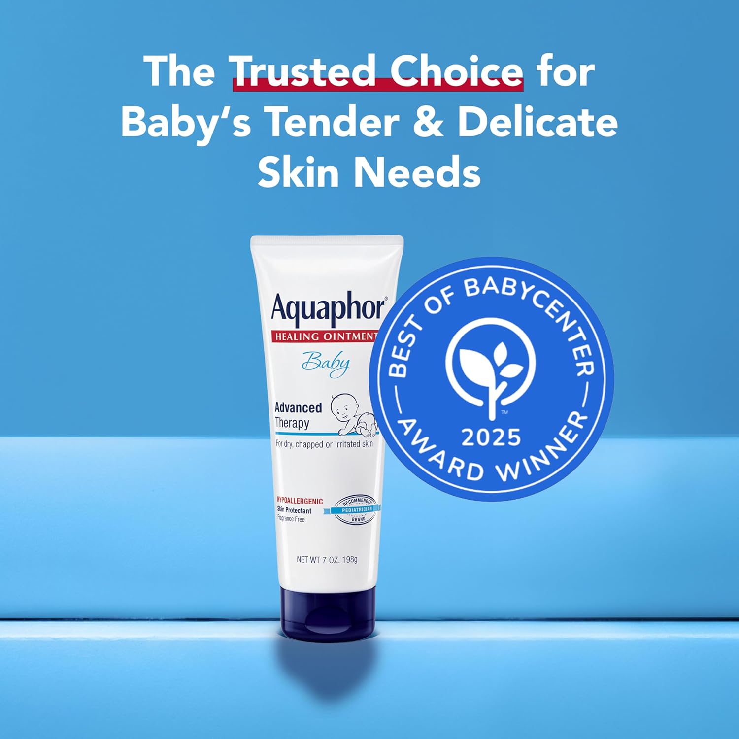 Aquaphor Baby Healing Ointment Advanced Therapy Skin Protectant, Dry Skin and Diaper Rash Ointment, Holiday Baby Gifts, 7 Oz Tube - 2