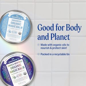 Dr. Bronner's - Organic Magic Balm - Baby Unscented, Made with Organic Beeswax & Hemp Oil, Moisturizes & Soothes Hands, Face & Body - 6