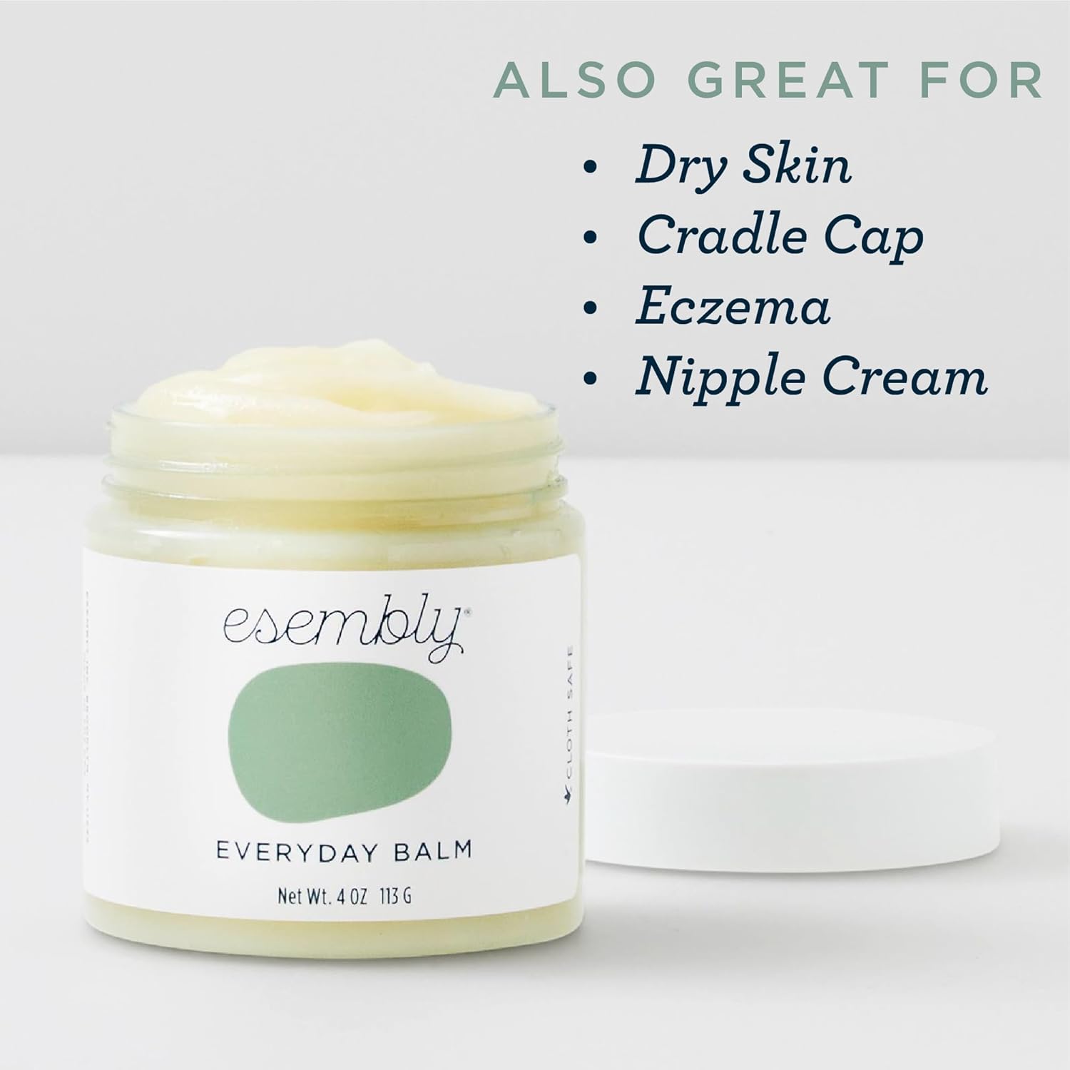 Esembly Everyday Balm, Organic Diaper Balm for Delicate Baby Skin, Diaper Rash Prevention, Multiple Uses Including Nipple Cream, Cradle Cap, Dry and Chapped Skin, Made in USA, 4oz - 6