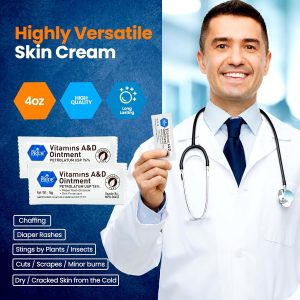 MED PRIDE Vitamins A&D Ointment Packets for Skin Relief -Vitamin A & D Skin Protectant Ointment, 5g Packets, 144-Count, for Body Chaffing, Diaper Rash, Cuts, Dry-Cracked Hands-Feet-Face - 5