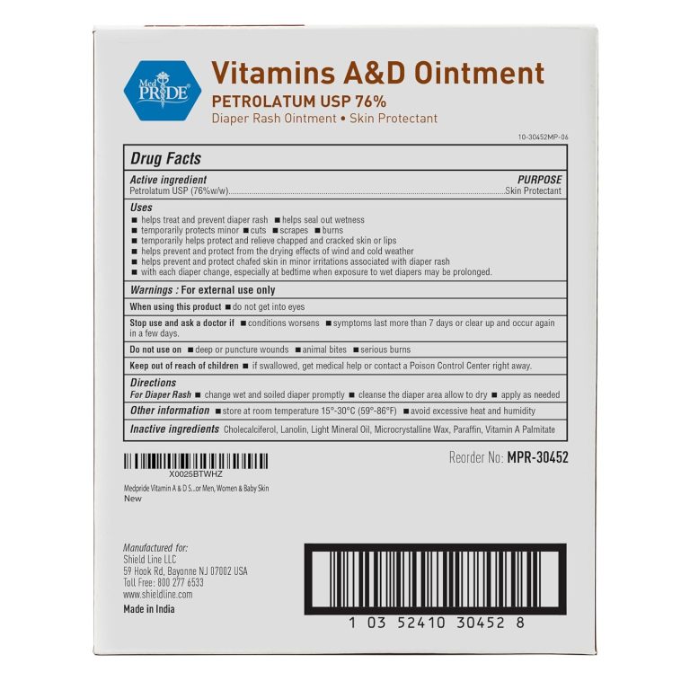 MED PRIDE Vitamins A&D Ointment Packets for Skin Relief -Vitamin A & D Skin Protectant Ointment, 5g Packets, 144-Count, for Body Chaffing, Diaper Rash, Cuts, Dry-Cracked Hands/Feet/Face