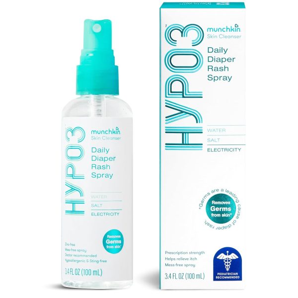 Munchkin HYP03 Diaper Rash Hypochlorous Acid Spray for Face and Body, FSA Eligible, Removes Rash-Causing Germs, Helps Promote Healing, Gentle for Sensitive & Eczema-Prone Skin, 3.4 Ounce - 1