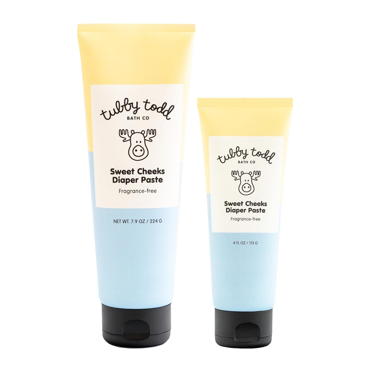 TUBBY TODD Sweet Cheeks Diaper Paste - Diaper Rash Cream with 14% Zinc Oxide - Hypoallergenic - For Soothing and Protecting Sensitive Skin - 2 Pack, 4oz & 7.9oz - 1