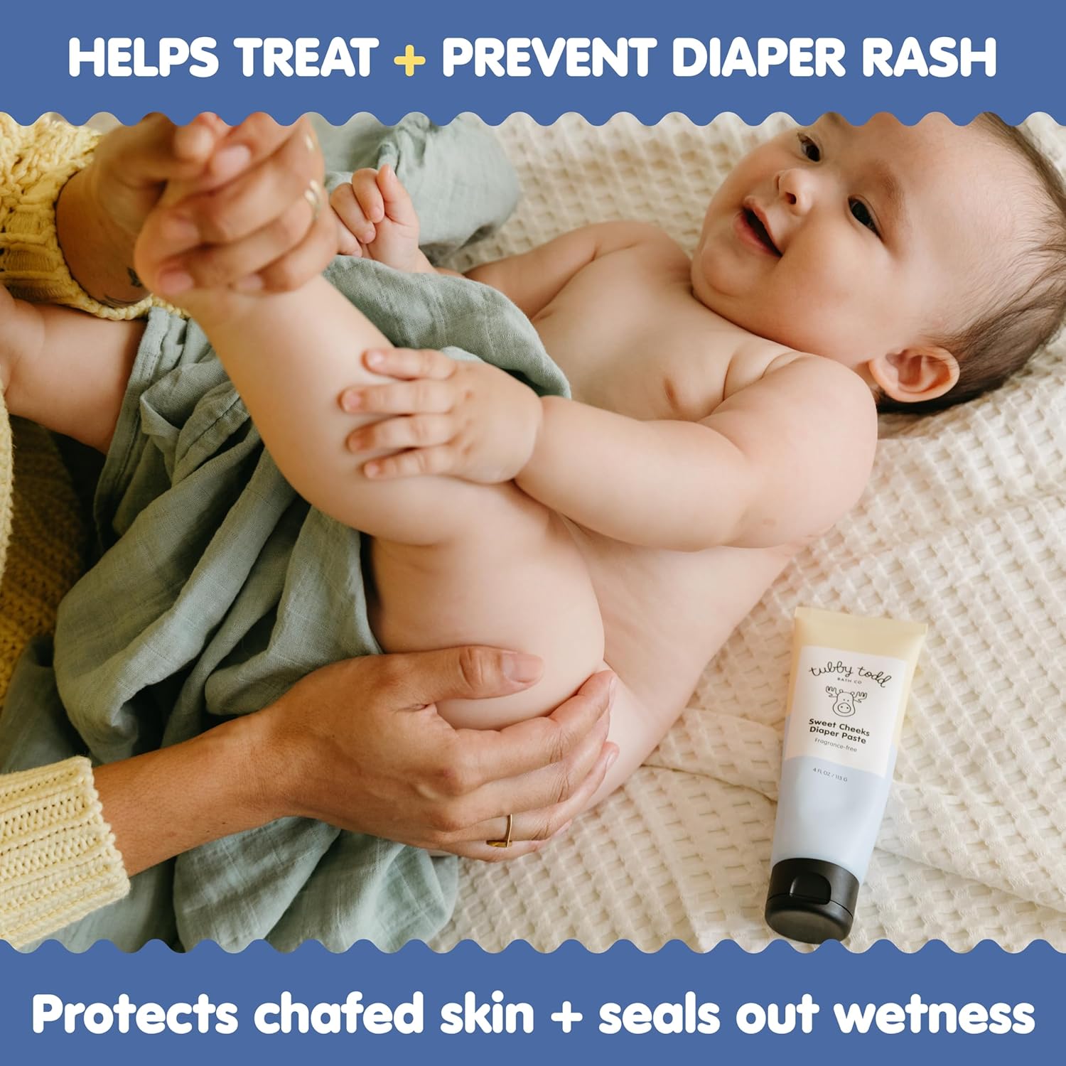 TUBBY TODD Sweet Cheeks Diaper Paste - Diaper Rash Cream with 14% Zinc Oxide - Hypoallergenic - For Soothing and Protecting Sensitive Skin - 2 Pack, 4oz & 7.9oz - 2