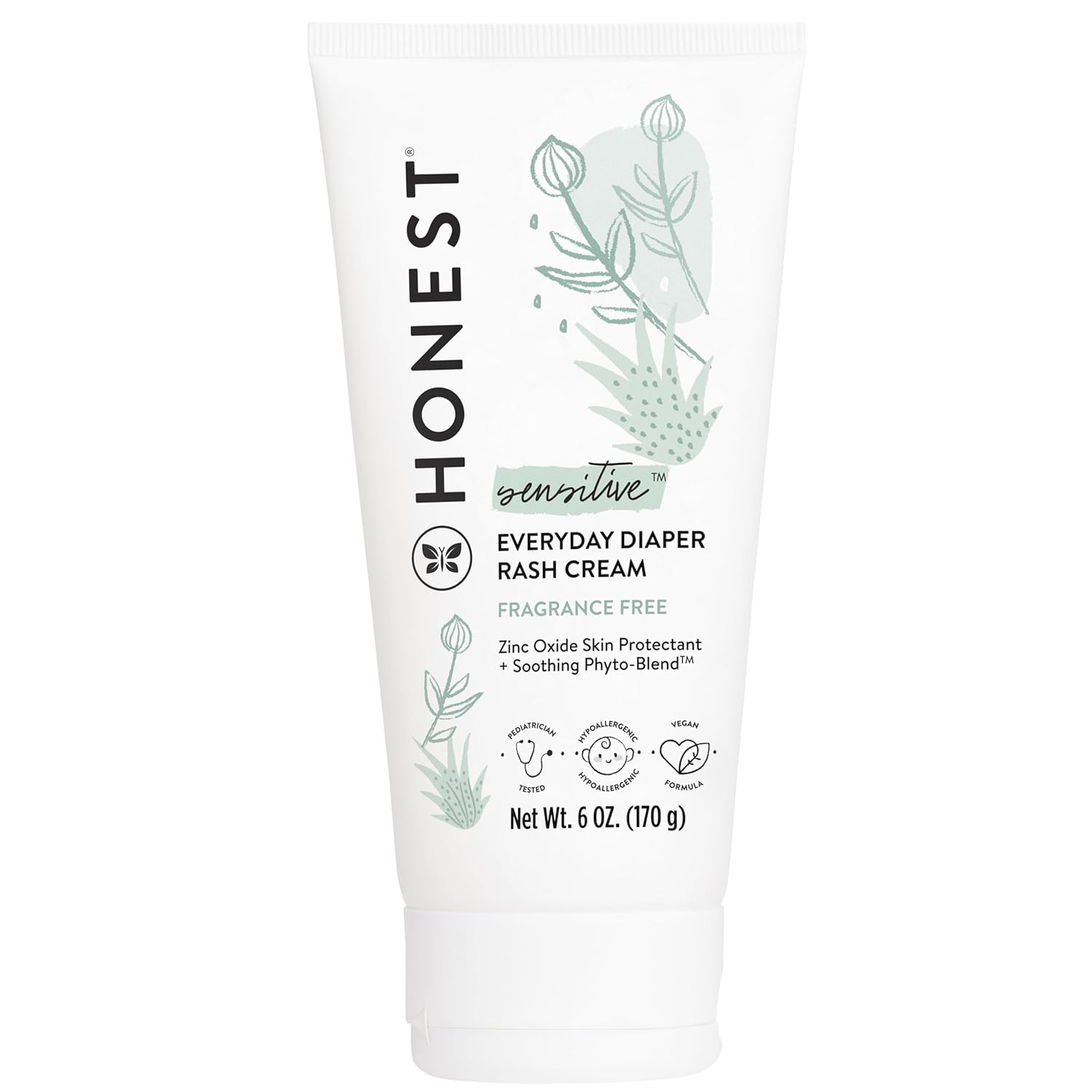 The Honest Company Hypoallergenic Diaper Rash Cream - Moisturizing + Calming Zinc Oxide Ointment - NEA Recognized, Cruelty Free - Value Size, 6 oz - 1