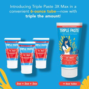 Triple Paste 3X Max Diaper Rash Ointment for Baby, Maximum Strength with 40% Zinc Oxide Ointment for Serious Diaper Rash, 6 oz Tube - 3